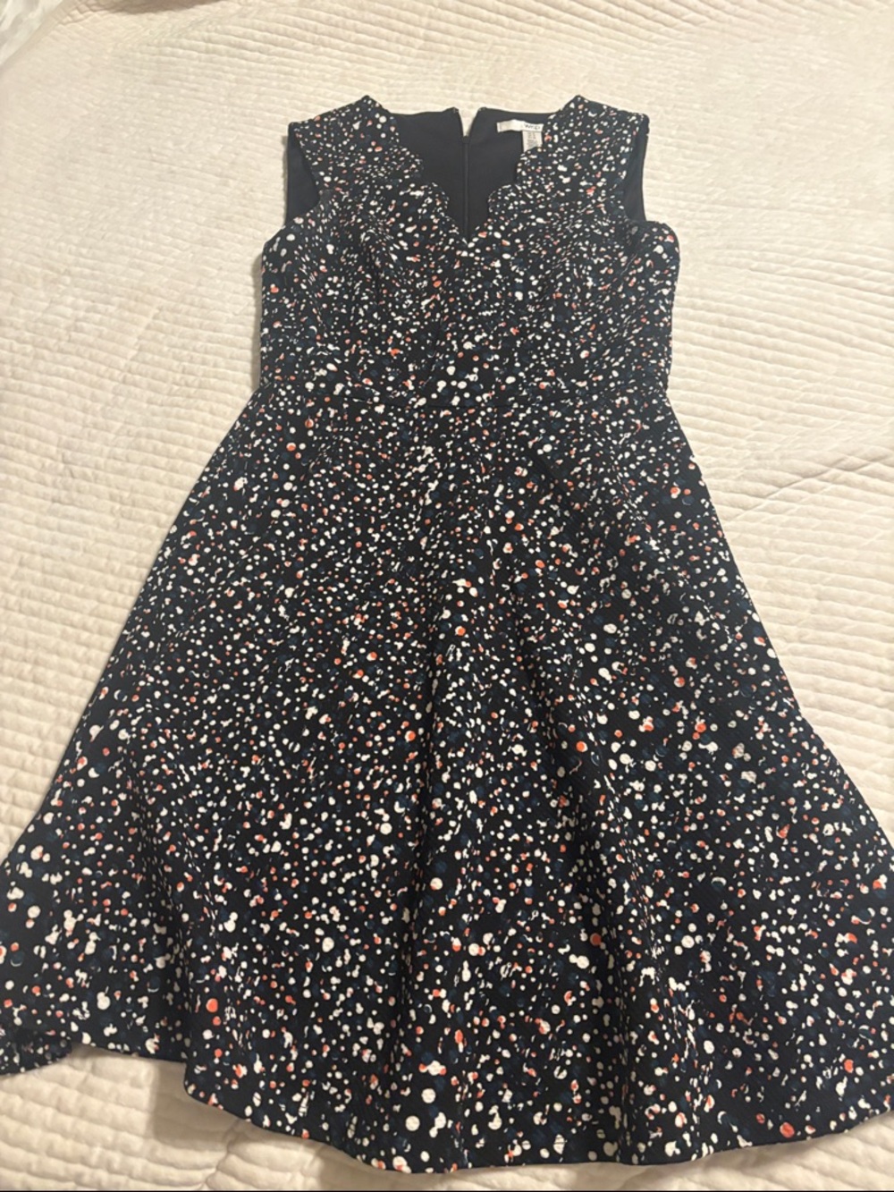 Wisp Black Sleeveless Dress with Spot Print